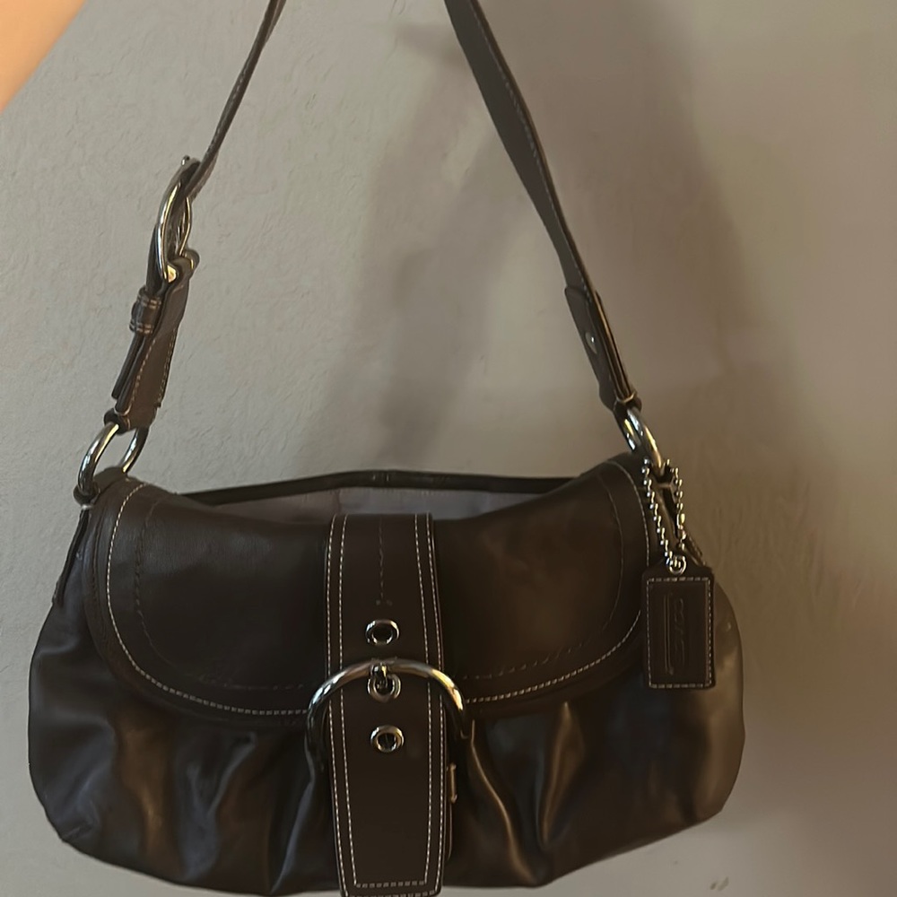Brown leather coach purse